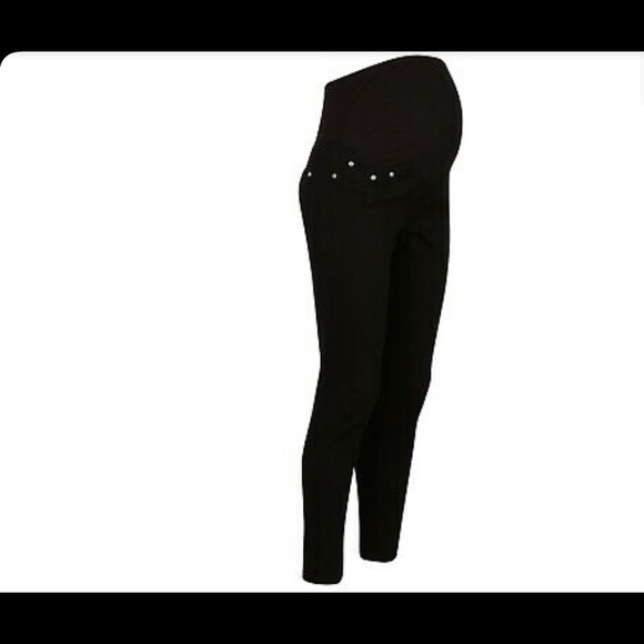 NWT BooHoo Blue Maternity Distressed Over The Bump Skinny Jeans  Size 6 - Picture 2 of 16